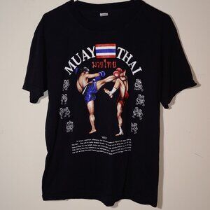 S2 Super Muay Thai "Kick"  Graphic T-Shirt  Size L Black
